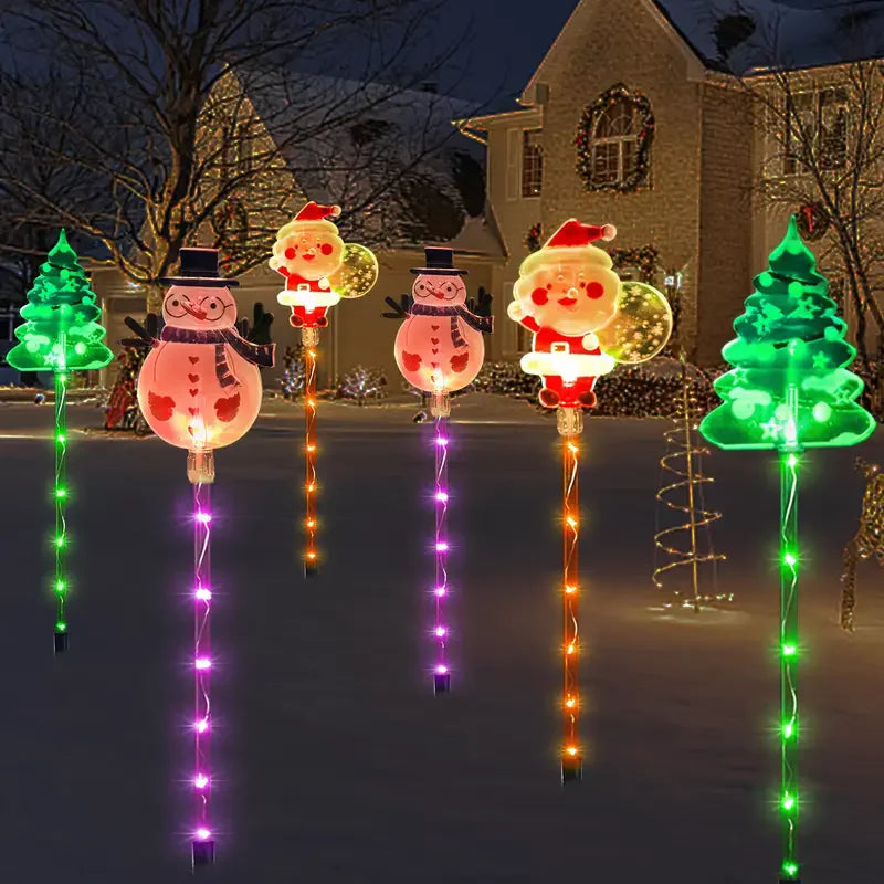 6PCS Solar Powered Christmas Stake Lights – Waterproof LED Outdoor Garden & Walkway Holiday Decorations