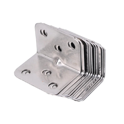 50/10PCS Universal Stainless Steel Corner Bracket | 90 Degree Right Angle Fixed Bracket for Wood Furniture, Bedframe, Cabinet Accessories