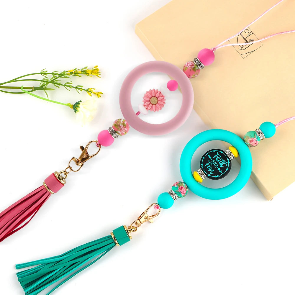 Kovict Silicone Ring Pendant Blanks - 65mm Round Printed Rings for DIY Jewelry & Craft Making