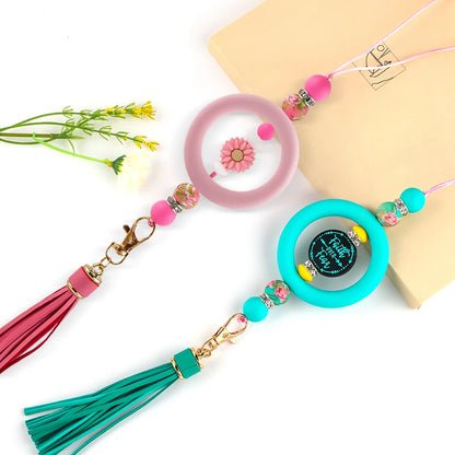 Kovict Silicone Ring Pendant Blanks - 65mm Round Printed Rings for DIY Jewelry & Craft Making