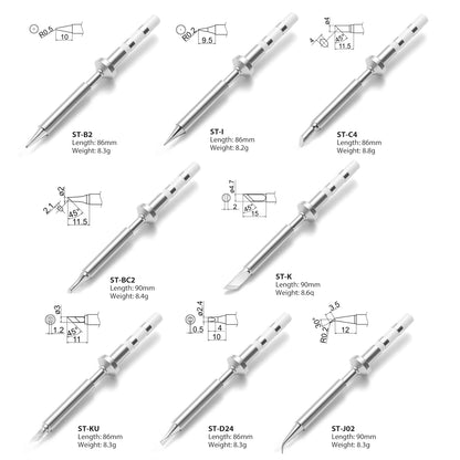 Pinecil V2 TS100/TS101 Soldering Iron Tips - Replacement Tips ST-B2, BC2, K, KU, J02, D24, C4 & I Series