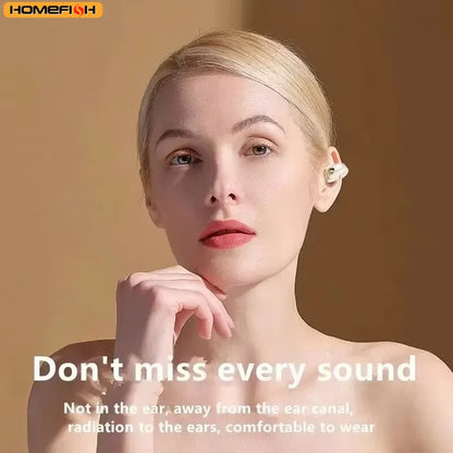 BT Wireless Earphone - Mini Clip-On Monaural Bone Conduction TWS Headset for Business & Everyday Use