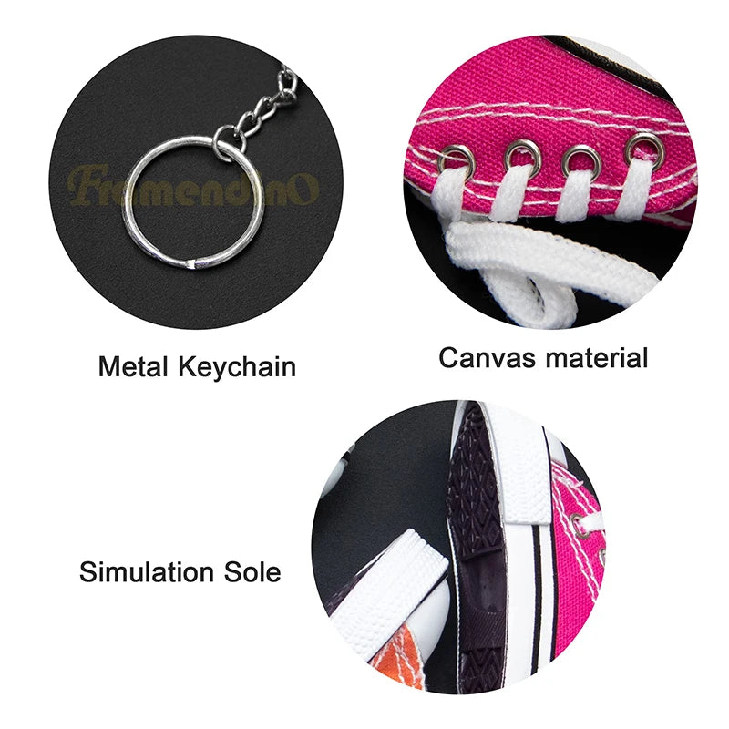 12-Piece Mini Shoe Keychains – Cloth Material Shoe Key Rings Set