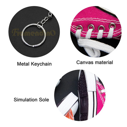 12-Piece Mini Shoe Keychains – Cloth Material Shoe Key Rings Set