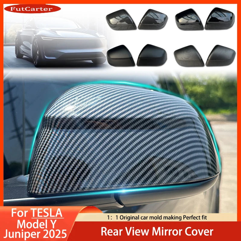 Carbon Fiber Side Mirror Covers - Tesla Model Y Juniper 2025 ABS Rearview Mirror Exterior Accessories
