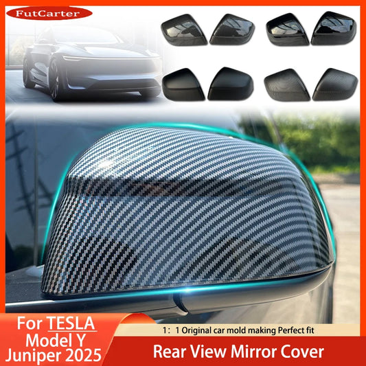 Carbon Fiber Side Mirror Covers - Tesla Model Y Juniper 2025 ABS Rearview Mirror Exterior Accessories