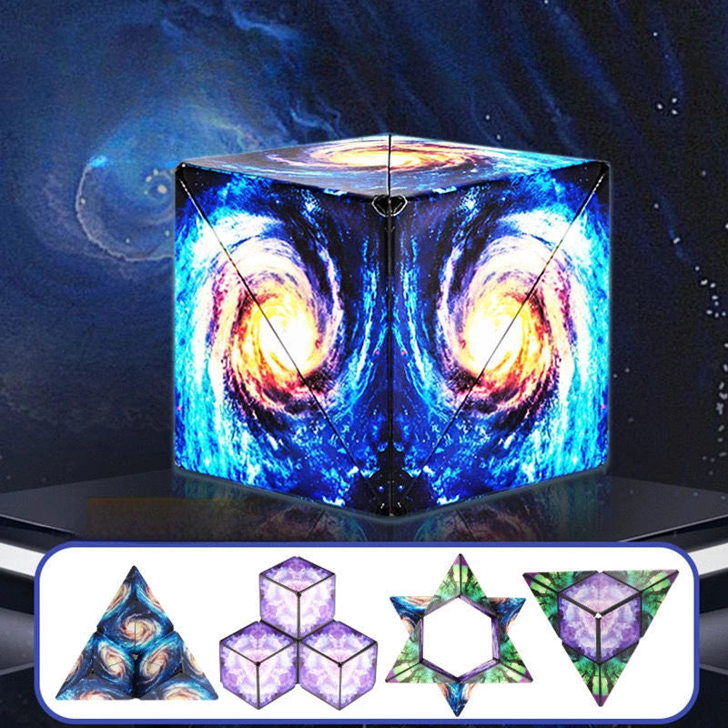 Magic Infinite Cosmic Shasibo Cube — Magnetic Fidget Puzzle Toy, Changeable Anti-Stress Flip Cubic Cube
