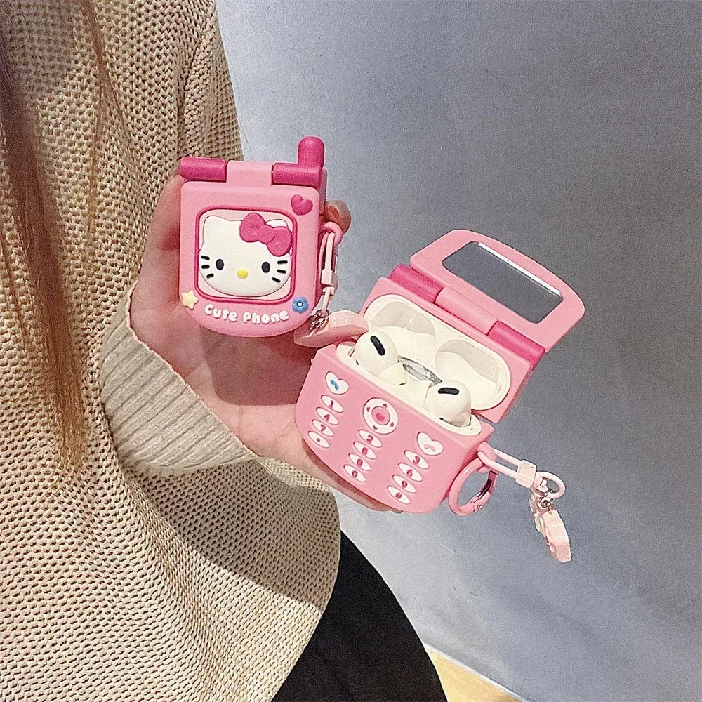 3D Hello Kitty AirPods Case – Cute Soft Protective Cover with Pendant for AirPods 1, 2, 3, 4 & Pro 2 Wireless Earphones