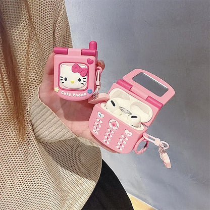 3D Hello Kitty AirPods Case – Cute Soft Protective Cover with Pendant for AirPods 1, 2, 3, 4 & Pro 2 Wireless Earphones