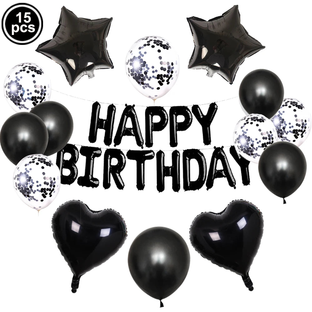 16-Inch Happy Birthday Foil Balloons Set – Pink & Blue Letter Balloons for Birthday Party Decoration