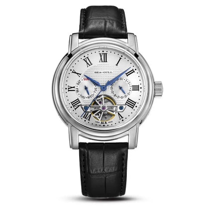 Seagull Men’s Automatic Mechanical Watch - Multi-Function Hollow Flywheel Business Wristwatch