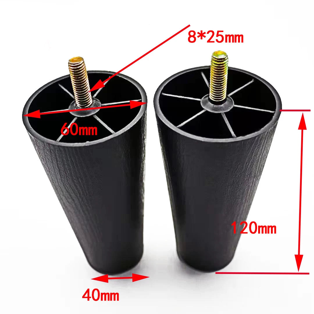 Plastic Furniture Legs Set - Modern Tapered Replacement Legs with M8 Thread for Sofa, Cabinet & TV Stand