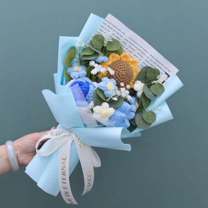 Knitted Sunflower Bouquet — Handmade Crochet Flowers for Valentine, Mother’s Day & Birthday Gifts