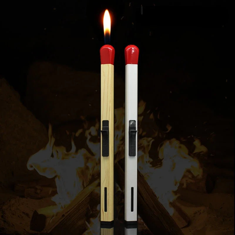 New Creative Match-Style Open Flame Gas Lighter – Durable Metal Igniter for Outdoor Kitchen, Gas Stove & Smoking Accessories