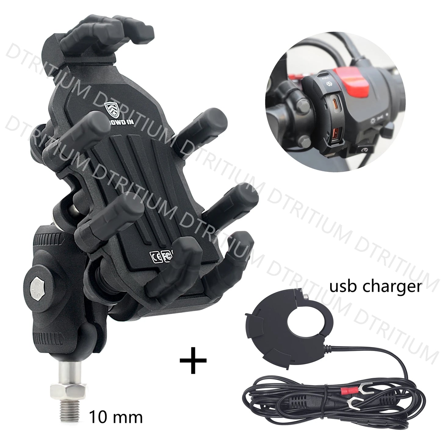 Aluminum Motorcycle Handlebar Phone Holder – Anti-Vibration Navigation & Mirror Mount Stand