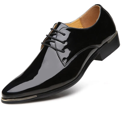 Men’s Leather Pointed Toe Dress Shoes - Business Wedding Party Formal Dance Shoes
