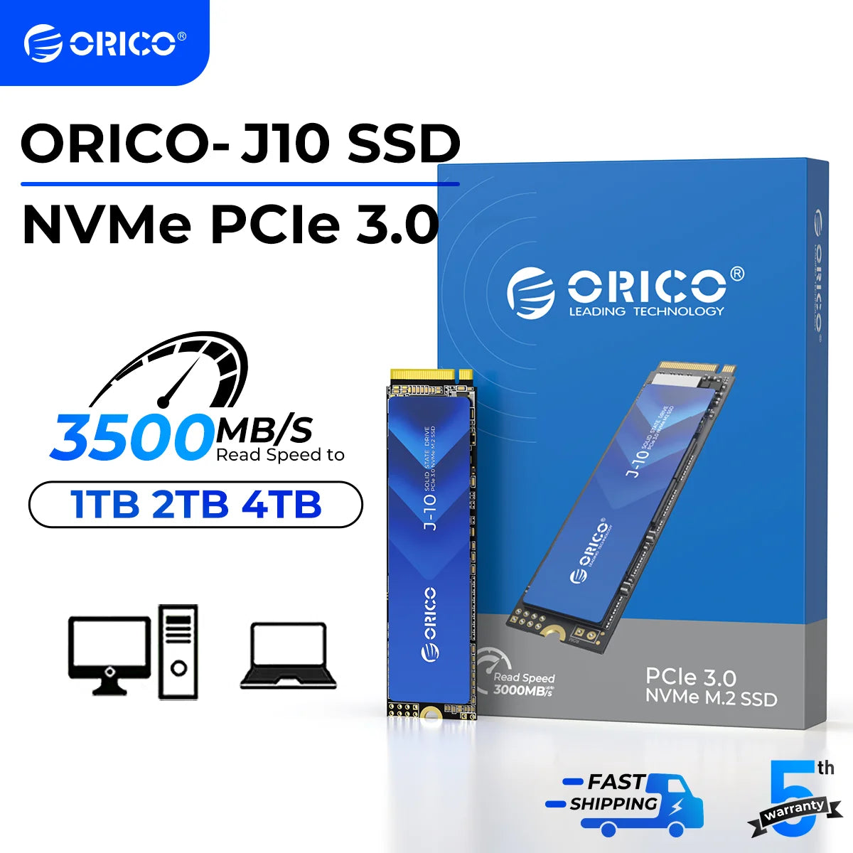 ORICO J10 M.2 NVMe SSD 3100MB/S – PCIe 3.0 Internal Solid State Drive for Audio Editing, 1TB, 2TB, 4TB