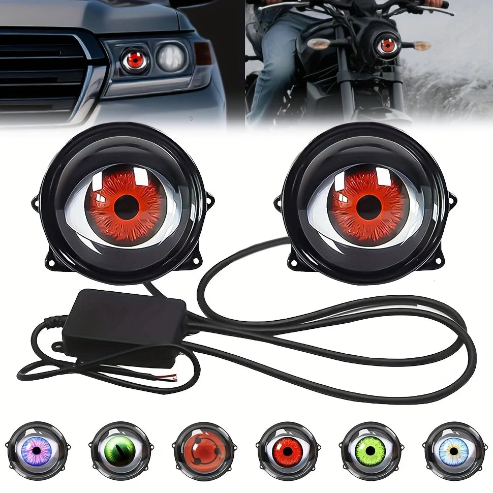 Dynamic Big Eye LED Fog Lights - 6-Mode Adjustable Color Car Lights for Universal Vehicle Models