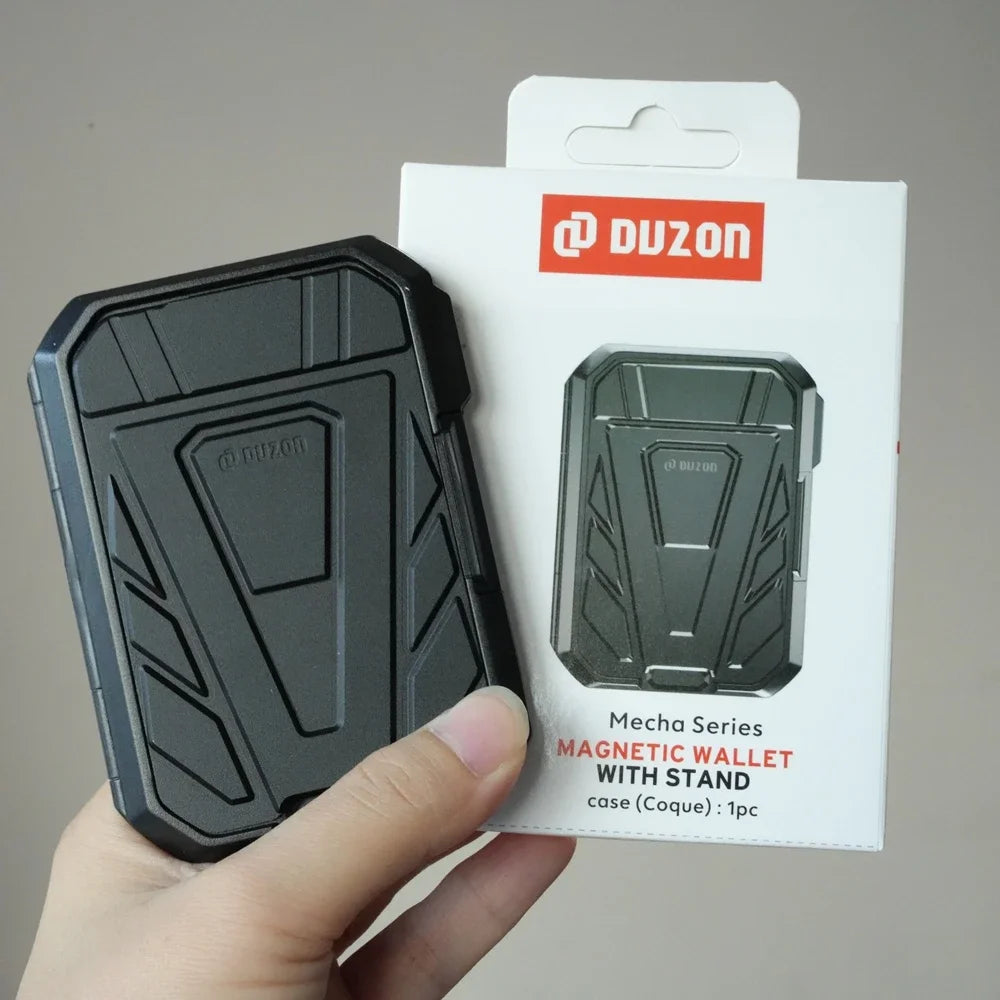 DUZON Armor Magnetic Wallet Case for iPhone 17 & 16 Pro Max - Detachable 3-Slot Card Holder with Adjustable Metal Kickstand