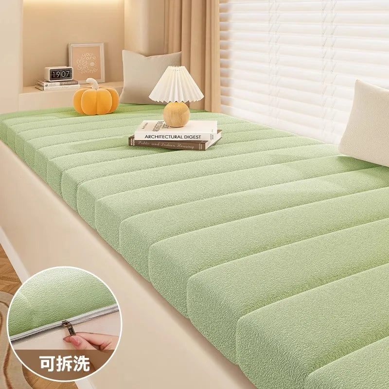 Customized Teddy Sponge Windowsill Cushion – High-Density Waterproof Non-Slip Sofa Cushion, 4.5/6.5/9.5 cm Options