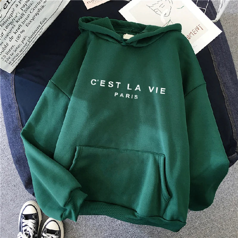 Women's Casual Print Loose Hoodie – Spring Long-Sleeve Harajuku Pullover Sweatshirt, Streetwear Style