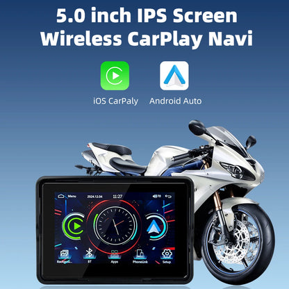 EKIY 5" Portable Motorcycle GPS Navigation Display – Digital Dashboard with Wireless CarPlay & Android Auto