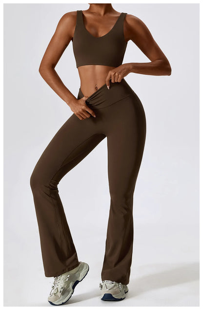 2PCS Seamless Women’s Yoga Set – Long Sleeve Crop Top & Leggings Workout Outfit, Athletic Gym Sportswear