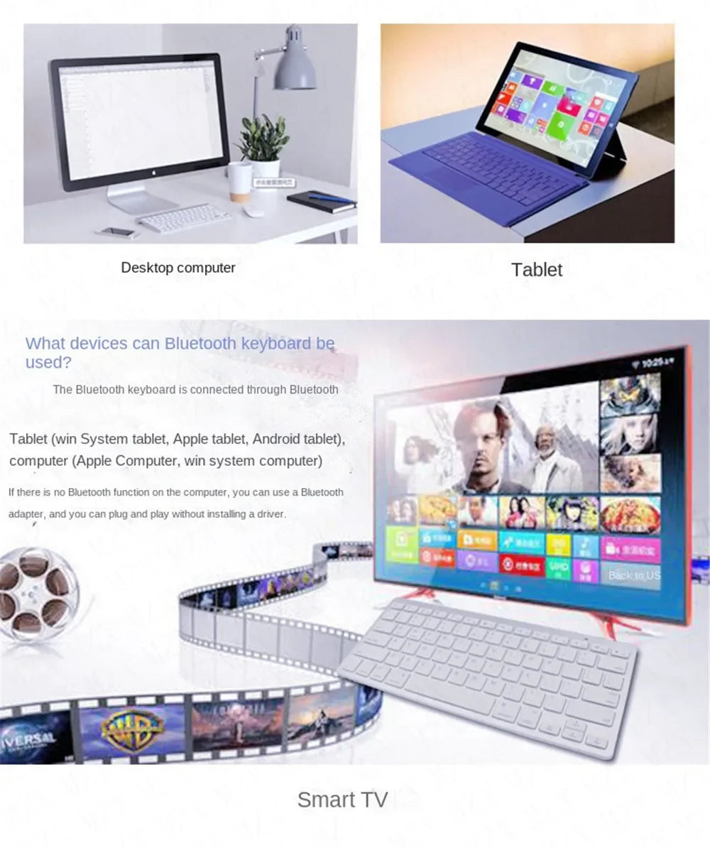 Mini Portable 78-Key Wireless Bluetooth Keyboard for PC, Tablet, iPad & Mobile Phones