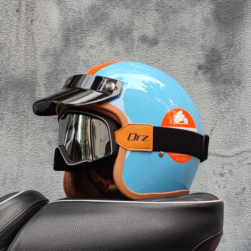 Retro 3/4 Semi-Open Motorcycle Helmet — Cross-Country Winter Riding Accessories