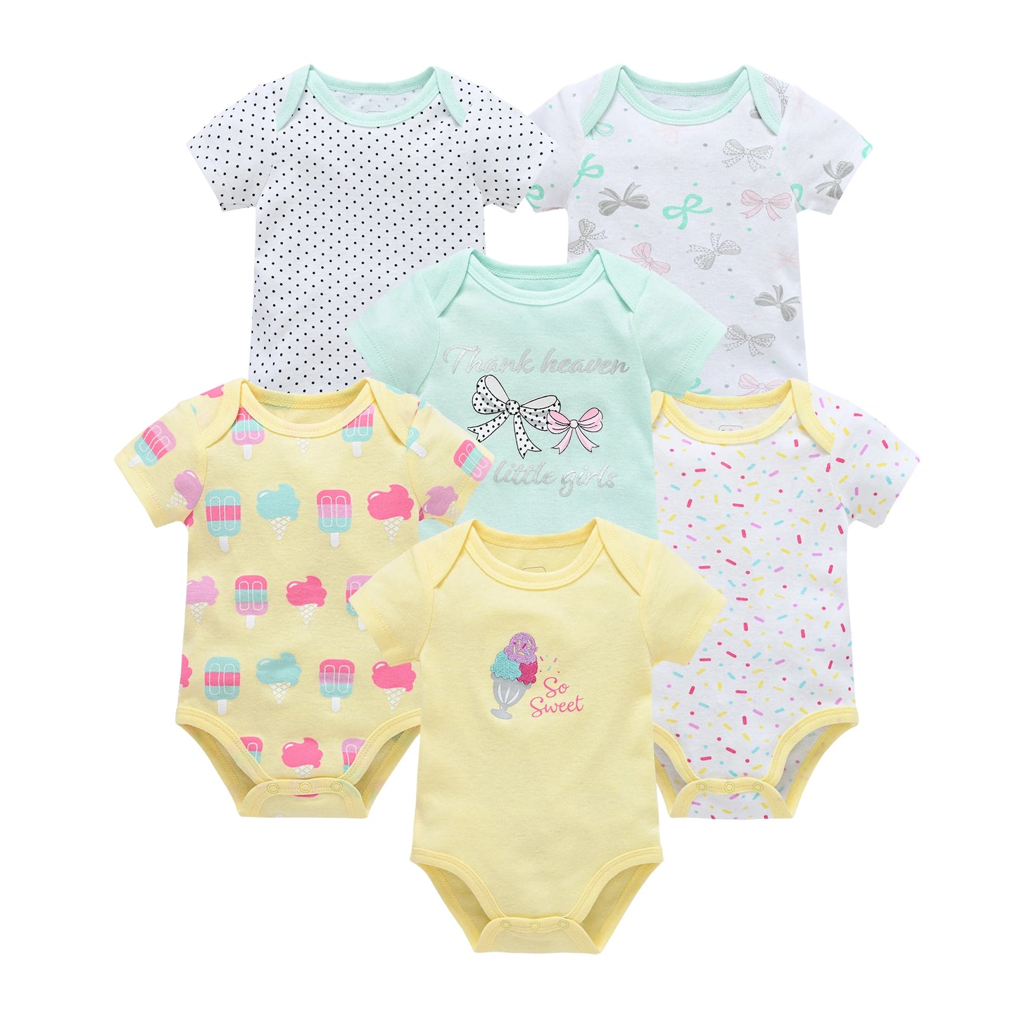 3/6PCS Baby Cotton Bodysuits – Short Sleeve Onesies for Newborns & Toddlers 0-12 Months, Boys & Girls