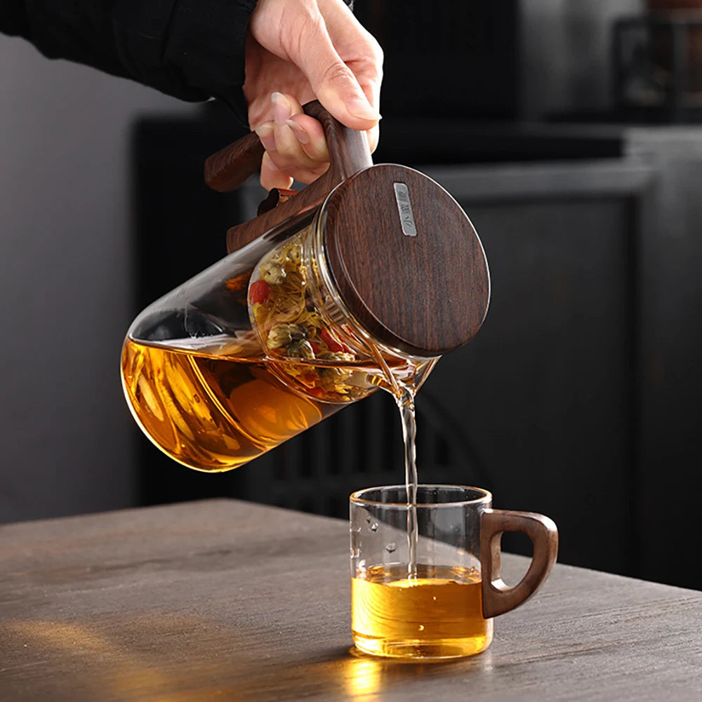 Glass Tea Pot Kettle with Magnetic Infuser - 520ML/720ML Tea Filtration Cup Set with One-Click Switch