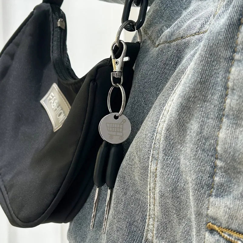 Shopping Cart Token Keychain - Stainless Steel Trolley Coin Key Ring for Carts, Bags & Everyday Use
