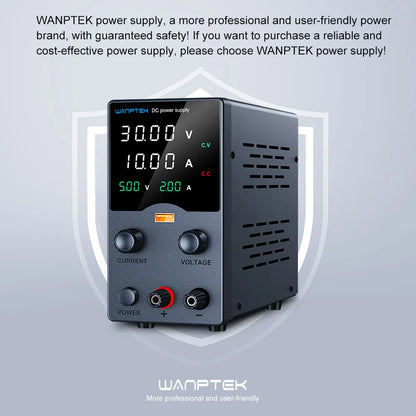 Wanptek DC Power Supply – Adjustable 30V 10A / 60V 5A Lab Bench Voltage Regulator, Variable 120V 3A Power Supply
