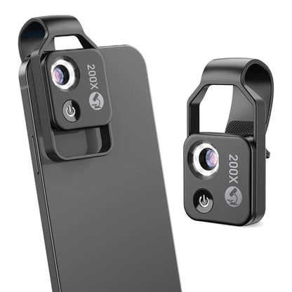 200X Cell Phone Microscope Accessory – Portable Mini Digital Microscope with CPL Lens, LED Light, Universal Clip