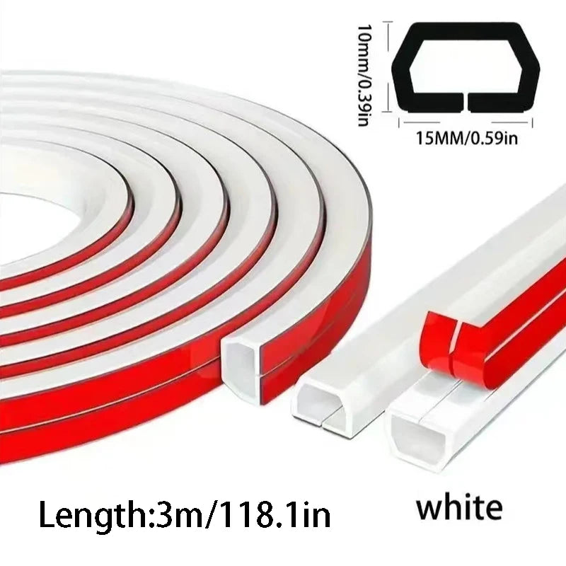 Cable Management Sleeve - 118" Self-Adhesive PVC Cord Hider for Wall & Floor, Insulated Wire Cover