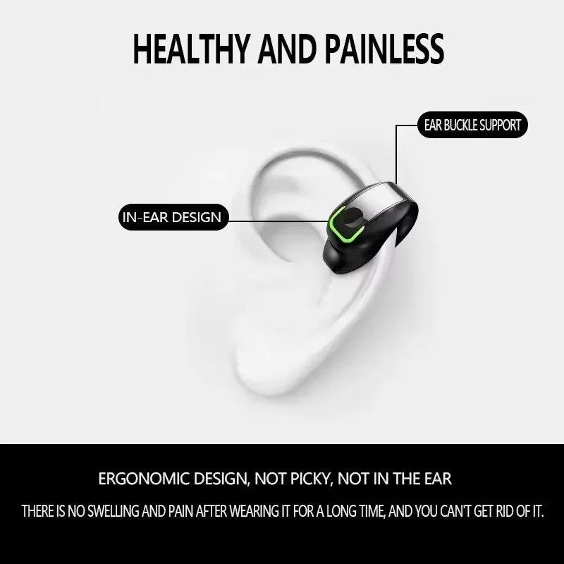 BT Wireless Earphone - Mini Clip-On Monaural Bone Conduction TWS Headset for Business & Everyday Use
