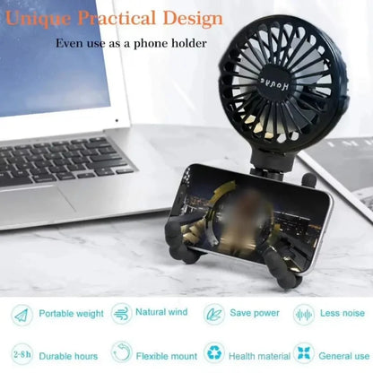 Rechargeable Baby Stroller Fan: Handheld USB Bladeless Mini Ventilator - Silent Cooling for Outdoor Use, Neck and Table Fan