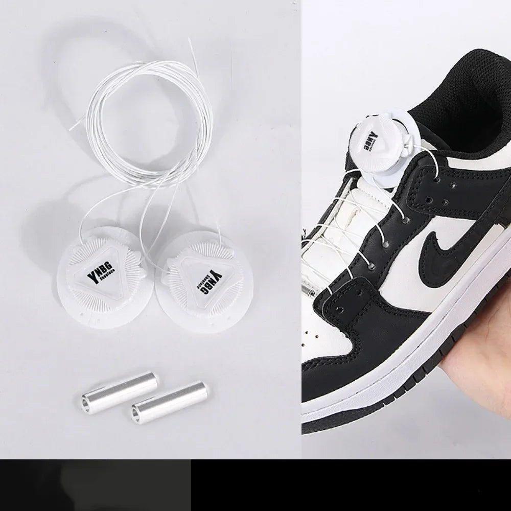Rotating Metal Wire Swivel Sneaker Laces – No Tie Automatic Buckle for Kids & Adults, Quick Lock Shoestrings