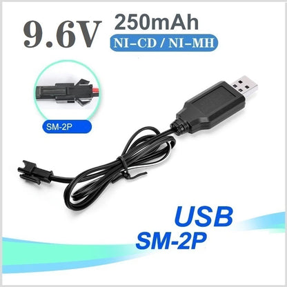 NiCd NiMH Battery Charger 2.4V–9.6V - RC Car Boat Tank Toy Battery Charger with SM-2P SM Plug