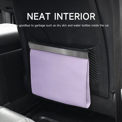 Car Garbage Bag with LED – Waterproof Magnetic Adsorption Storage, Leather Seat Hanging Trash Can, Leak-Proof Storage Pocket
