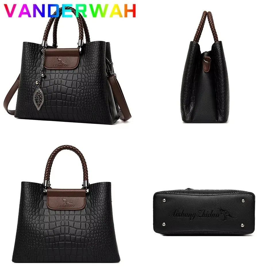 Luxury Women’s Leather Handbag – Large Capacity Shoulder & Crossbody Designer Bag