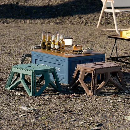 Camping Storage Box with Trunk Organizer - Multi-Functional Folding Outdoor Bench and Chopping Board for Picnics and Car Camping