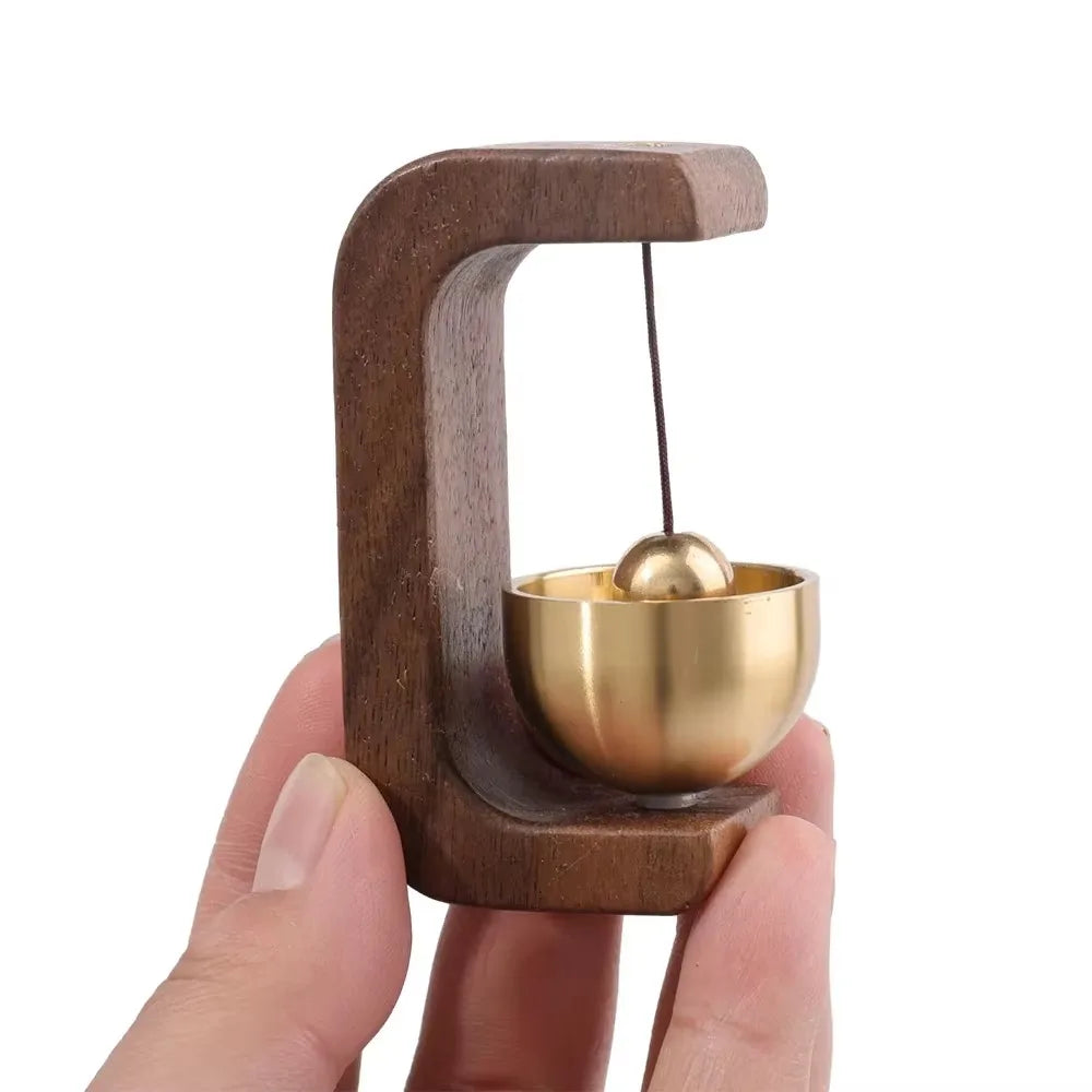 Magnetic Wooden Doorbell - Solid Brass Wind Chimes, Wireless Hanging Doorbell, Japanese Style Garden Pendant & Home Decor