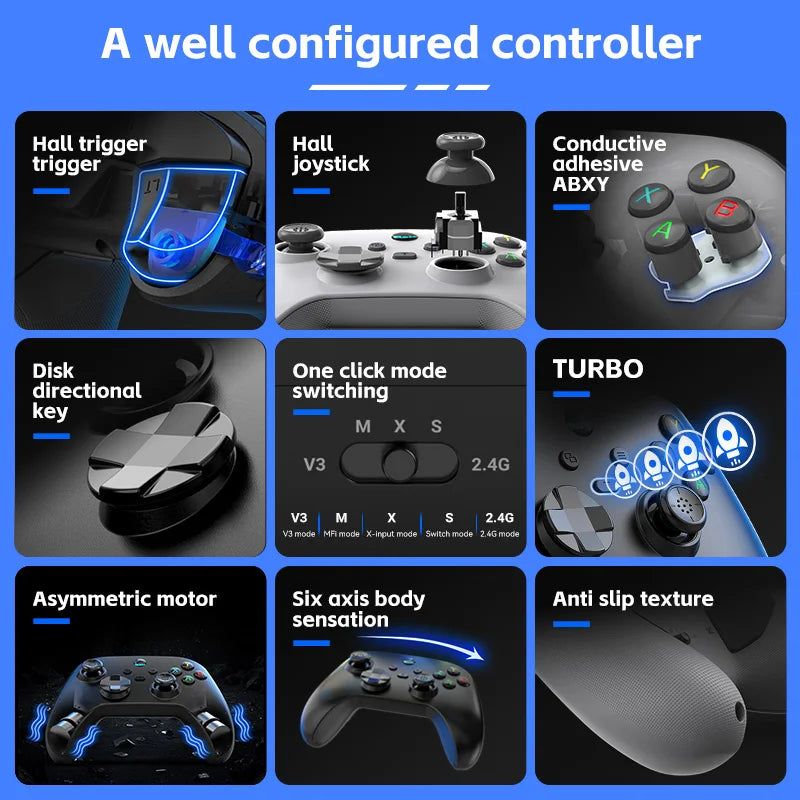 G6 Mobile Game Controller for Switch, iOS, Android & PC with Hall Effect Joystick – Cloud & Streaming GamePad