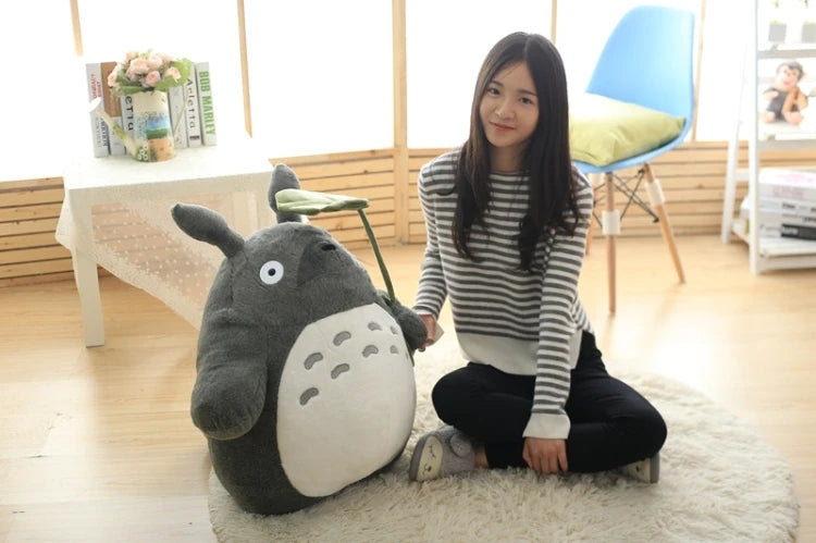 Cartoon Laugh Heartily Totoro Plush Toy — Stuffed Anime Movie Totoro, Lotus Leaf Pillow Plushie, Japanese-Style Doll Gift