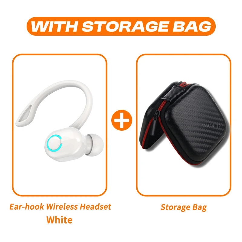 Wireless Bluetooth Earphones – HiFi Bass Ear-Hook Earbuds with HD Mic, Noise Cancelling, Waterproof Sports Gaming Headset