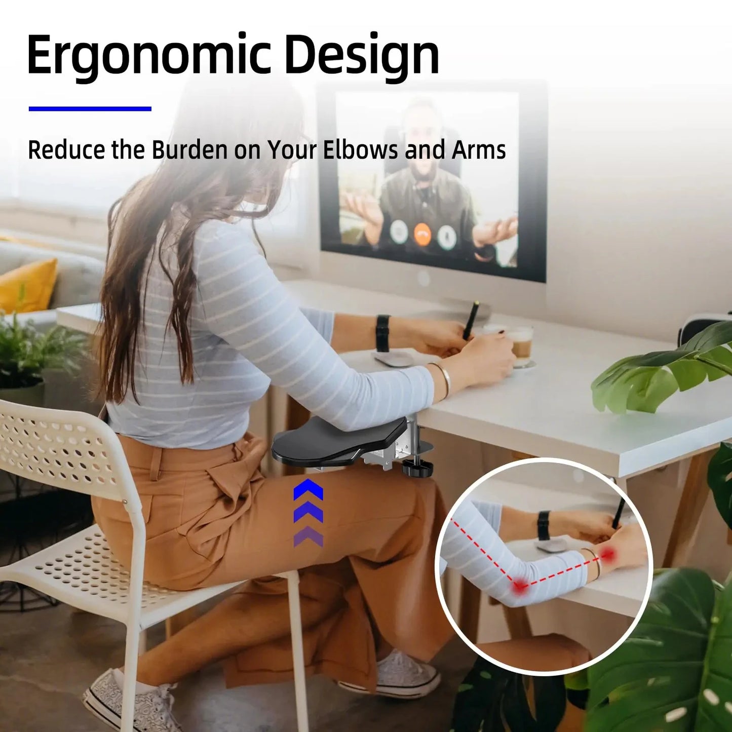 BEISHI Ergonomic Elbow Support Pad - Computer Wrist Rest & Desktop Armrest for Comfort and Stress Relief