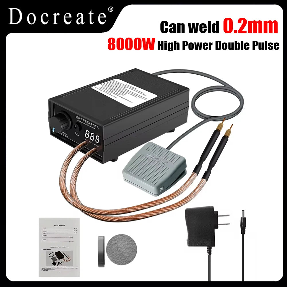 8000W Mini Spot Welder Kit – Portable DIY 18650 Battery Pack Welding Machine for 0.15mm Nickel Strip