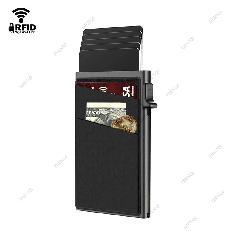 Anti-Theft RFID Aluminum Card Holder – Minimalist Smart Wallet Metal Case for Card Protection