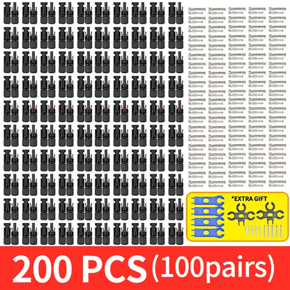 Solar PV Connector Kit - 1000V DC 30A Waterproof Plug Connectors for MC4 Cable Wiring